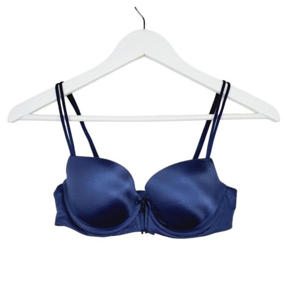T-Shirt Bra Very Sexy Balconet Padded Push up Blue
